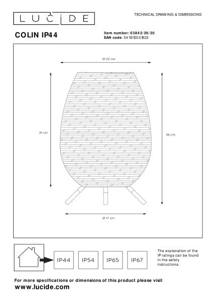 Lucide COLIN IP44 - wiederaufladbare Tischlampe Innen/Außen - Akku/Batterie - LED 3 StepDim - 1x3W 3000K - IP44 - Schwarz - technisch